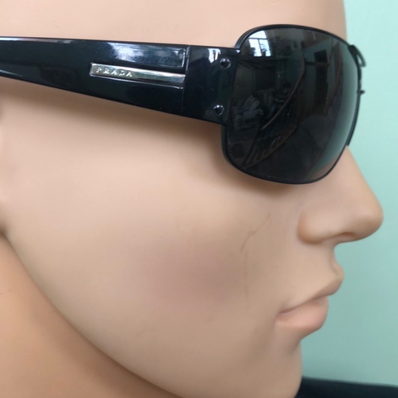 Prada Aviator Sunglasses SPR61G Black / Silver Italy - Picture 2 of 10
